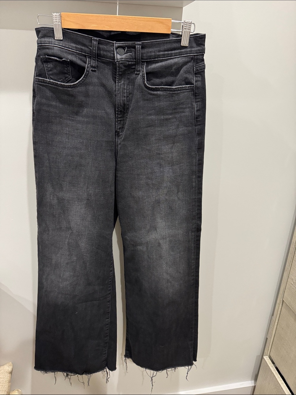 Mia High Waist Ankle Wide Leg Jeans in faded-black wash